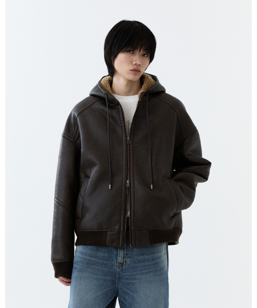 THEENDQUESTION(ジエンドクエスチョン)の「Hooded shearling jumper / BROWN(ライダースジャケット・レディース・その他・1/2)」の6枚目の写真