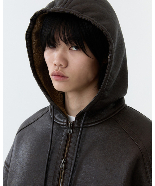 THEENDQUESTION(ジエンドクエスチョン)の「Hooded shearling jumper / BROWN(ライダースジャケット・レディース・その他・1/2)」の8枚目の写真