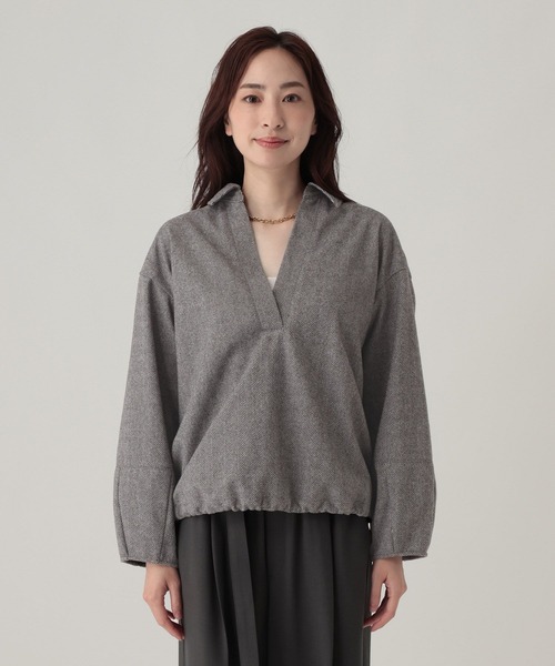 Elura(エルーラ)の「圧縮スキッパーシャツ/1054935(シャツ/ブラウス・レディース・ストライプ/グレー系その他・FREE)」の13枚目の写真