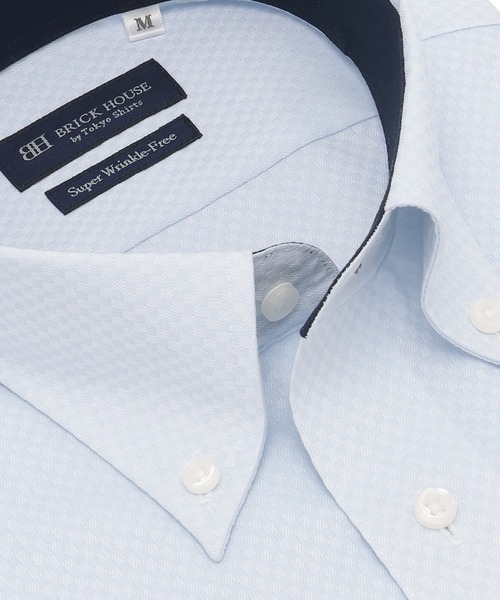 TOKYO SHIRTS(トウキョウシャツ)の「【超形態安定】 形態安定ノンアイロン ボタンダウン 半袖ビジネスワイシャツ(ビジネスシャツ・メンズ・サックスブルー・首回り39cm/首回り41cm/首回り42cm/首回り43cm/首回り37cm)」の2枚目の写真