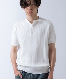 ヘンリーネック リブニット 半袖 Tシャツ