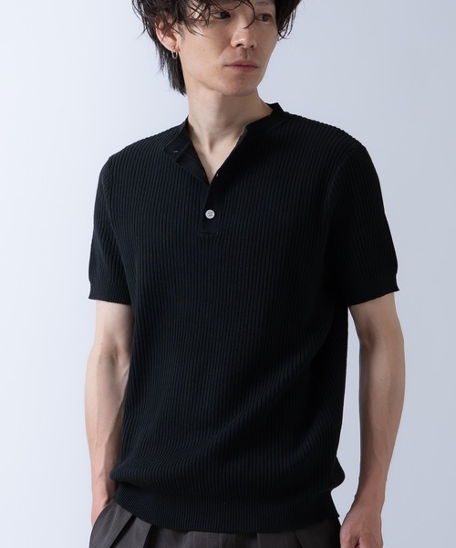 Crownor(クラウノアー)の「ヘンリーネック リブニット 半袖 Tシャツ(ニット/セーター・メンズ・ブラック/グレー/ホワイト・LARGE/MEDIUM)」の20枚目の写真