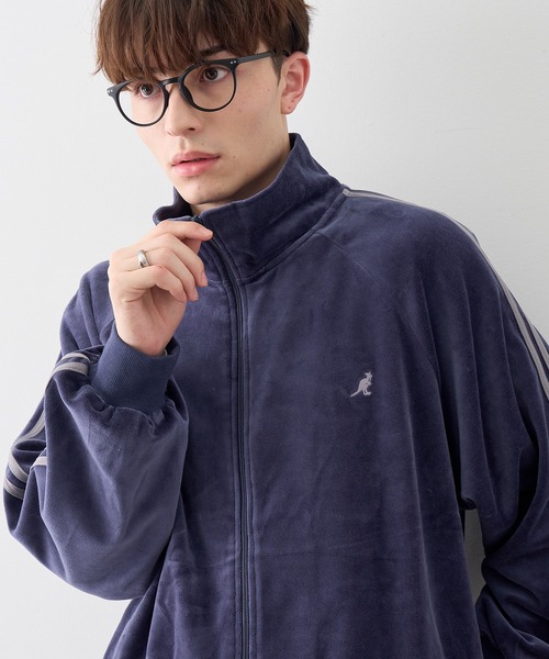 KANGOL(カンゴール)の「【KANGOL/カンゴール】別注 ダブルジップ カットベロア トラックジャケット(ジャージ・メンズ・ブラウン/グレー/ネイビー/ブラック・XL/M/L)」の4枚目の写真