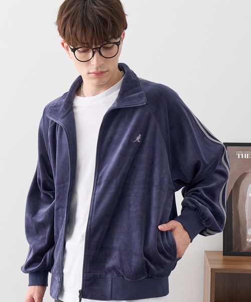 KANGOL(カンゴール)の「【KANGOL/カンゴール】別注 ダブルジップ カットベロア トラックジャケット(ジャージ・メンズ・ブラウン/グレー/ネイビー/ブラック・XL/M/L)」の6枚目の写真