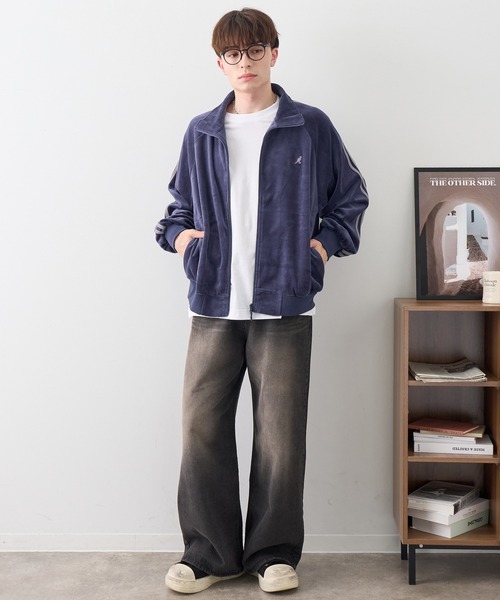 KANGOL(カンゴール)の「【KANGOL/カンゴール】別注 ダブルジップ カットベロア トラックジャケット(ジャージ・メンズ・ブラウン/グレー/ネイビー/ブラック・XL/M/L)」の8枚目の写真