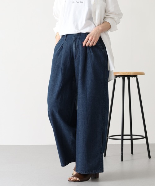 ウエストタックハイウエストワイドデニムパンツ（その他パンツ
