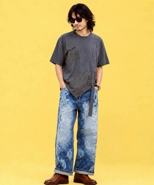 KAMINARI_TOKIO（カミナリトキオ）の「異素材切替アシメTシャツ（Tシャツ/カットソー・レディース・チャコールグレー/ブラック・FREE）」の22枚目の写真
