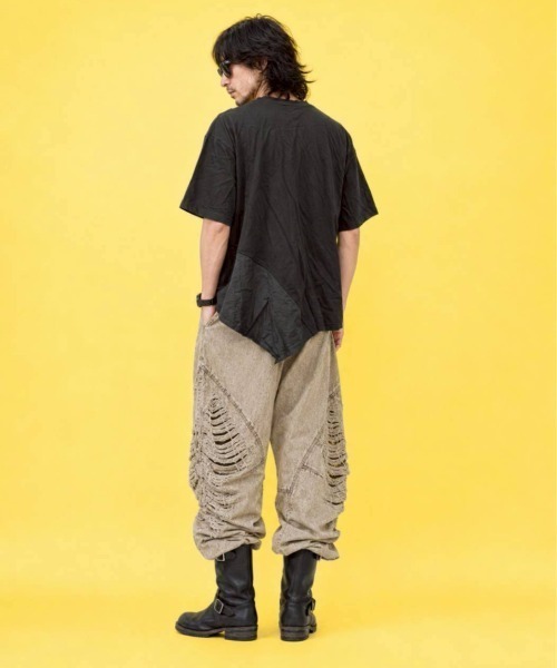 KAMINARI_TOKIO（カミナリトキオ）の「異素材切替アシメTシャツ（Tシャツ/カットソー・レディース・チャコールグレー/ブラック・FREE）」の17枚目の写真