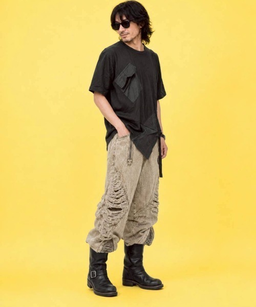 KAMINARI_TOKIO（カミナリトキオ）の「異素材切替アシメTシャツ（Tシャツ/カットソー・レディース・チャコールグレー/ブラック・FREE）」の16枚目の写真
