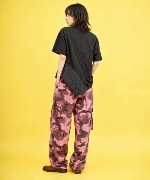 KAMINARI_TOKIO（カミナリトキオ）の「異素材切替アシメTシャツ（Tシャツ/カットソー・レディース・チャコールグレー/ブラック・FREE）」の13枚目の写真