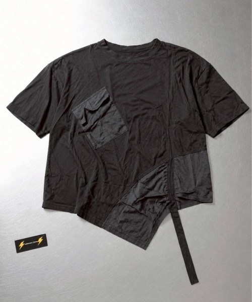 KAMINARI_TOKIO（カミナリトキオ）の「異素材切替アシメTシャツ（Tシャツ/カットソー・レディース・チャコールグレー/ブラック・FREE）」の14枚目の写真