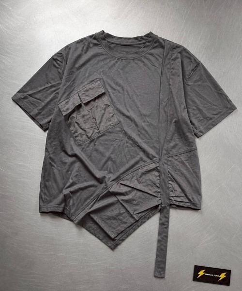 KAMINARI_TOKIO（カミナリトキオ）の「異素材切替アシメTシャツ（Tシャツ/カットソー・レディース・チャコールグレー/ブラック・FREE）」の15枚目の写真