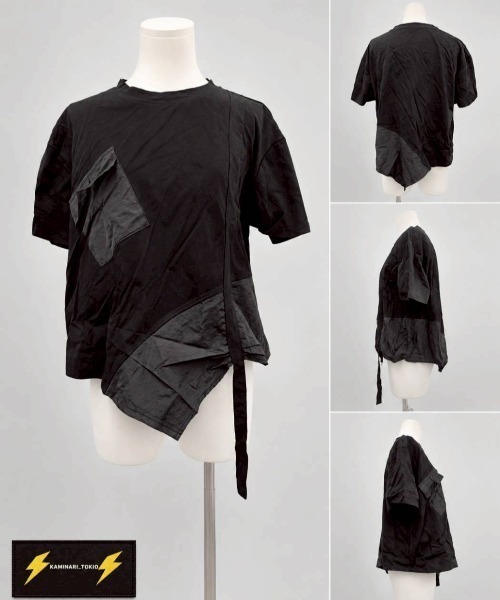 KAMINARI_TOKIO（カミナリトキオ）の「異素材切替アシメTシャツ（Tシャツ/カットソー・レディース・チャコールグレー/ブラック・FREE）」の8枚目の写真