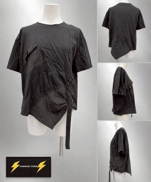 KAMINARI_TOKIO（カミナリトキオ）の「異素材切替アシメTシャツ（Tシャツ/カットソー・レディース・チャコールグレー/ブラック・FREE）」の9枚目の写真