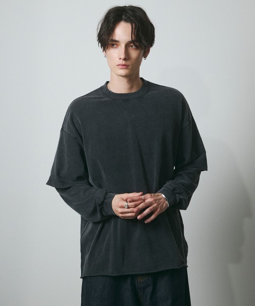 DAZE（デイズ）の「フェイクレイヤード ロングスリーブTシャツ（Tシャツ/カットソー・メンズ・ブラック系・SMALL/MEDIUM/LARGE/X-LARGE）」の2枚目の写真