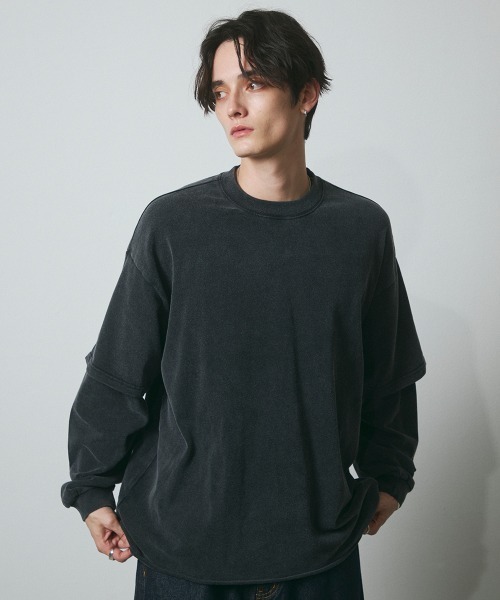 DAZE（デイズ）の「フェイクレイヤード ロングスリーブTシャツ（Tシャツ/カットソー・メンズ・ブラック系・SMALL/MEDIUM/LARGE/X-LARGE）」の4枚目の写真