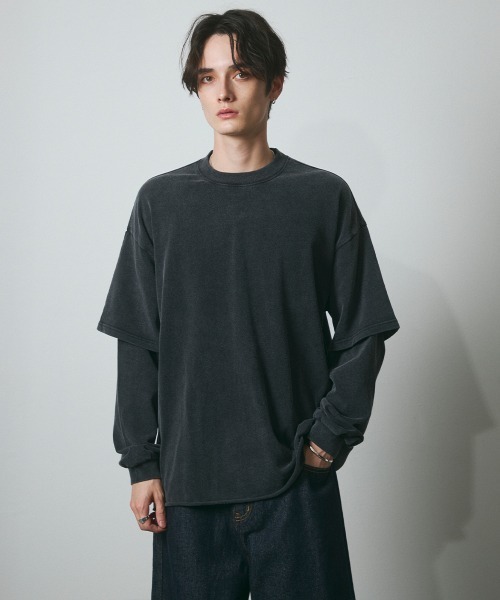 DAZE（デイズ）の「フェイクレイヤード ロングスリーブTシャツ（Tシャツ/カットソー・メンズ・ブラック系・SMALL/MEDIUM/LARGE/X-LARGE）」の6枚目の写真