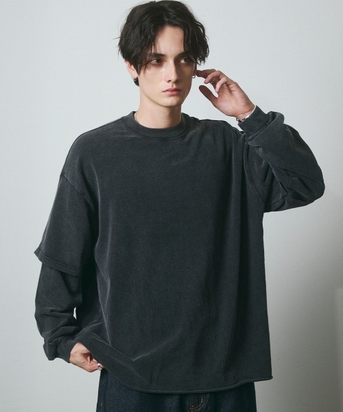 DAZE（デイズ）の「フェイクレイヤード ロングスリーブTシャツ（Tシャツ/カットソー・メンズ・ブラック系・SMALL/MEDIUM/LARGE/X-LARGE）」の7枚目の写真