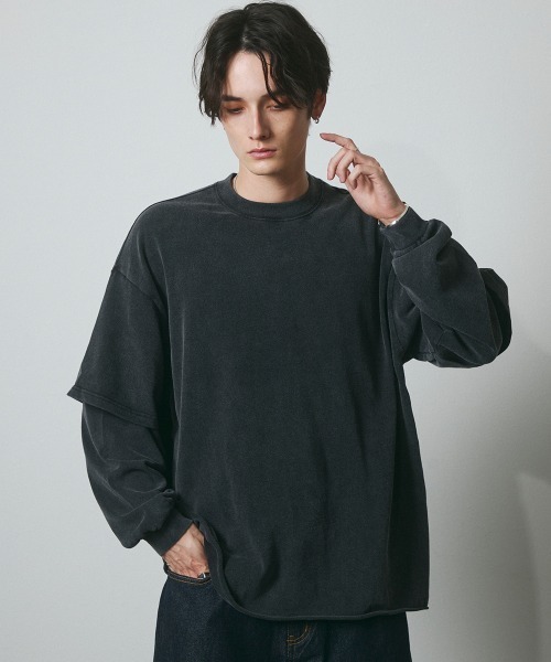 DAZE（デイズ）の「フェイクレイヤード ロングスリーブTシャツ（Tシャツ/カットソー・メンズ・ブラック系・SMALL/MEDIUM/LARGE/X-LARGE）」の8枚目の写真