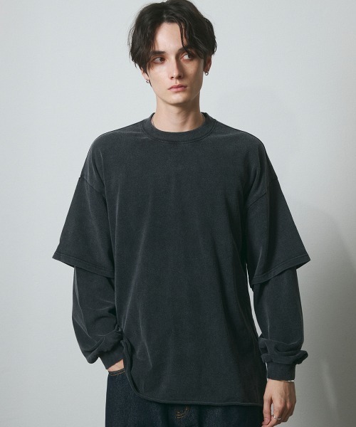 DAZE（デイズ）の「フェイクレイヤード ロングスリーブTシャツ（Tシャツ/カットソー・メンズ・ブラック系・SMALL/MEDIUM/LARGE/X-LARGE）」の9枚目の写真