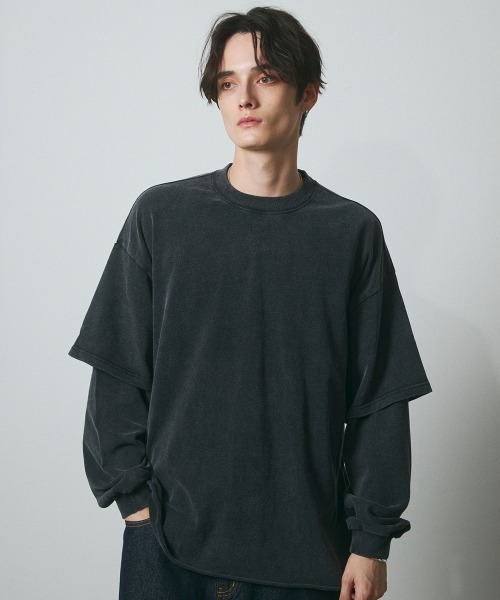 DAZE（デイズ）の「フェイクレイヤード ロングスリーブTシャツ（Tシャツ/カットソー・メンズ・ブラック系・SMALL/MEDIUM/LARGE/X-LARGE）」の10枚目の写真