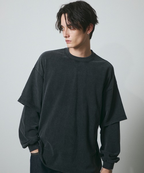 DAZE（デイズ）の「フェイクレイヤード ロングスリーブTシャツ（Tシャツ/カットソー・メンズ・ブラック系・SMALL/MEDIUM/LARGE/X-LARGE）」の11枚目の写真