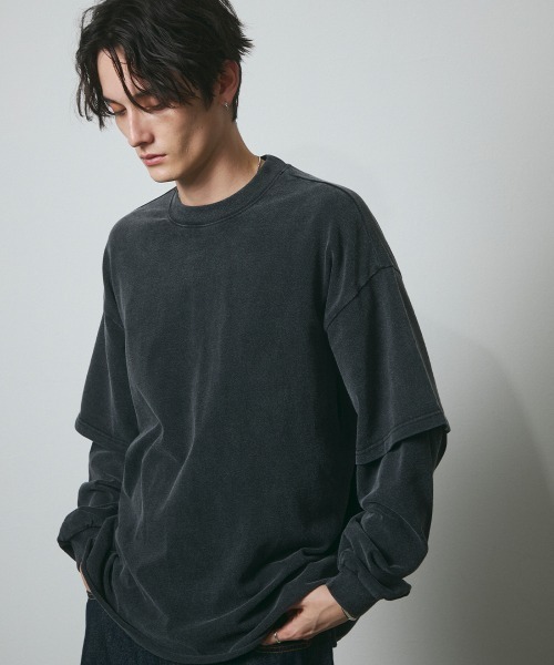 DAZE（デイズ）の「フェイクレイヤード ロングスリーブTシャツ（Tシャツ/カットソー・メンズ・ブラック系・SMALL/MEDIUM/LARGE/X-LARGE）」の12枚目の写真