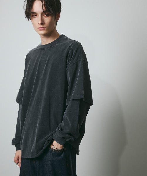 DAZE（デイズ）の「フェイクレイヤード ロングスリーブTシャツ（Tシャツ/カットソー・メンズ・ブラック系・SMALL/MEDIUM/LARGE/X-LARGE）」の14枚目の写真