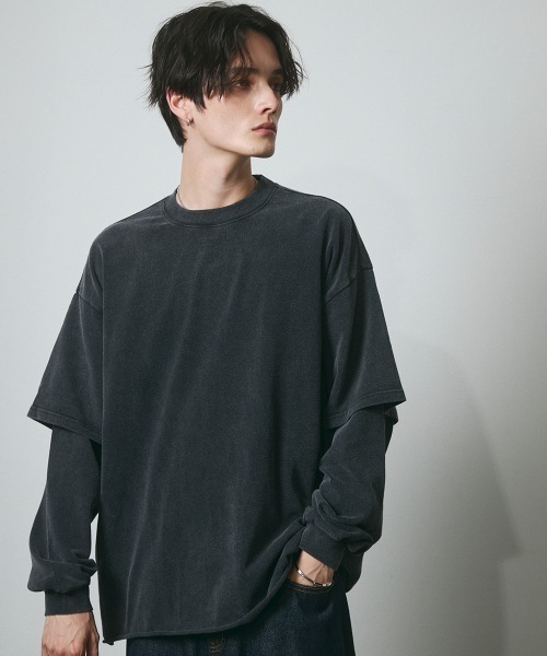 DAZE（デイズ）の「フェイクレイヤード ロングスリーブTシャツ（Tシャツ/カットソー・メンズ・ブラック系・SMALL/MEDIUM/LARGE/X-LARGE）」の15枚目の写真