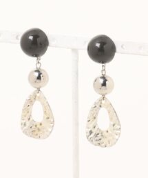 【lea.acc*maamee*】ダークグレー×シルバーしずくフープ