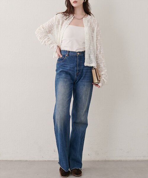 natural couture（ナチュラルクチュール）の「フラワーレースカットカーディガン（カーディガン/ボレロ・レディース・ブラウン/ブラック/オフホワイト・FREE）」の7枚目の写真