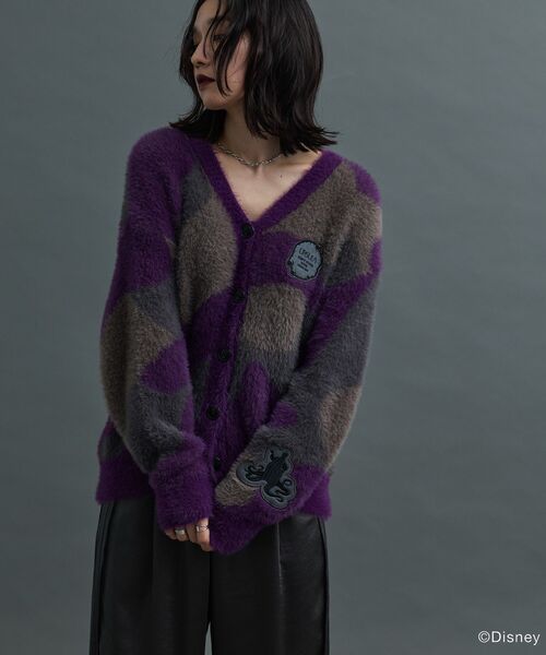 Green Parks(グリーンパークス)の「ヴィランズ/ニュアンス柄シャギーカーディガン(カーディガン/ボレロ・レディース・アイボリー/パープル・FREE)」の6枚目の写真