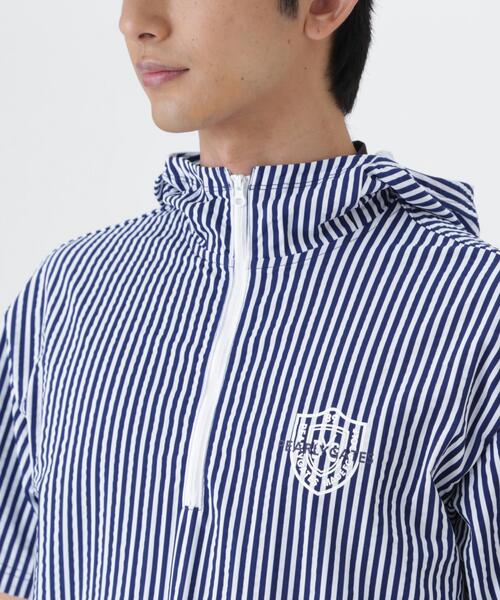 PEARLY GATES(パーリーゲイツ)の「ハイゲージ圧縮サッカー半袖ハーフジップフーディプルオーバー(Tシャツ/カットソー・メンズ・ブルー系その他2・MEDIUM/X-LARGE/LARGE)」の7枚目の写真