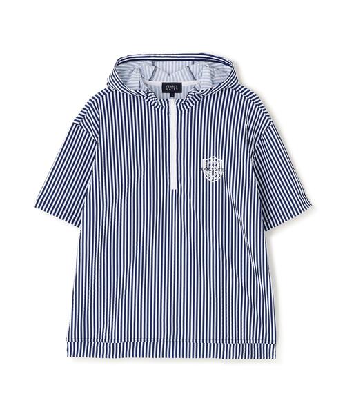 PEARLY GATES(パーリーゲイツ)の「ハイゲージ圧縮サッカー半袖ハーフジップフーディプルオーバー(Tシャツ/カットソー・メンズ・ブルー系その他2・MEDIUM/X-LARGE/LARGE)」の13枚目の写真
