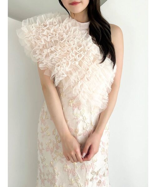 dazzlin（ダズリン）の「チュールショールジャカードドレス（ドレス・レディース・チャコールグレー/ブルー/ピンク・SMALL/MEDIUM）」の3枚目の写真