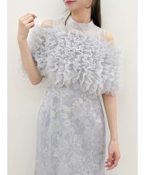 dazzlin（ダズリン）の「チュールショールジャカードドレス（ドレス・レディース・チャコールグレー/ブルー/ピンク・SMALL/MEDIUM）」の2枚目の写真