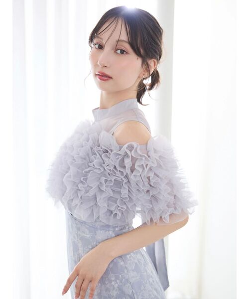 dazzlin（ダズリン）の「チュールショールジャカードドレス（ドレス・レディース・チャコールグレー/ブルー/ピンク・SMALL/MEDIUM）」の21枚目の写真