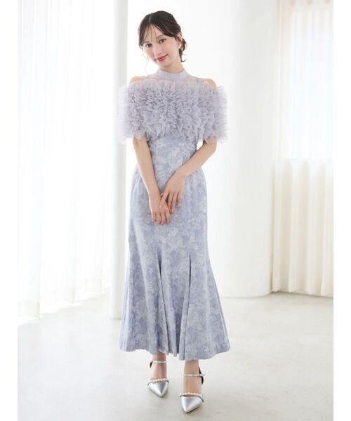 dazzlin（ダズリン）の「チュールショールジャカードドレス（ドレス・レディース・チャコールグレー/ブルー/ピンク・SMALL/MEDIUM）」の22枚目の写真