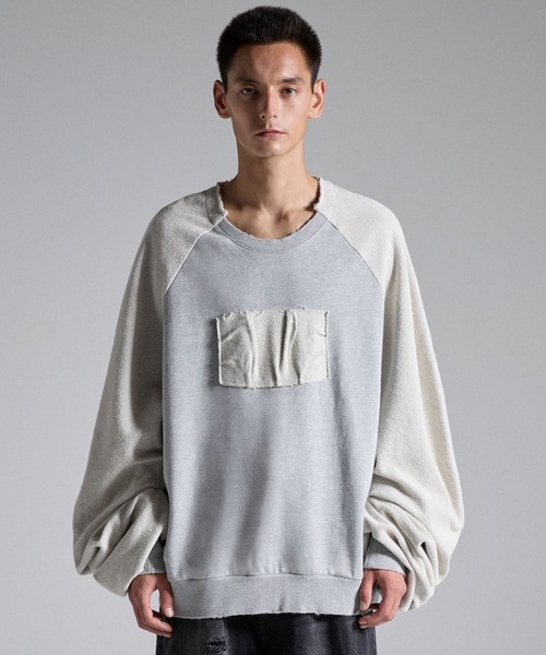 GRANCY(グランシー)の「【GRANCY】Reverse Pile Sleeve Sweat PO / リバースパイルスリーブスウェットプルオーバー(スウェット・メンズ・ブラック/グレー・L/M/S)」の2枚目の写真