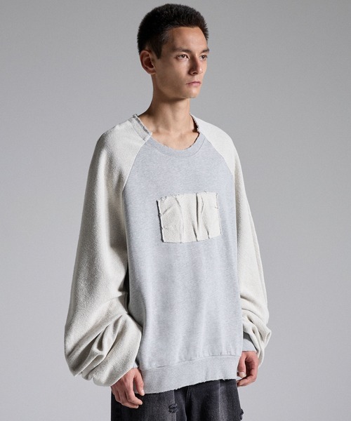 GRANCY(グランシー)の「【GRANCY】Reverse Pile Sleeve Sweat PO / リバースパイルスリーブスウェットプルオーバー(スウェット・メンズ・ブラック/グレー・L/M/S)」の3枚目の写真