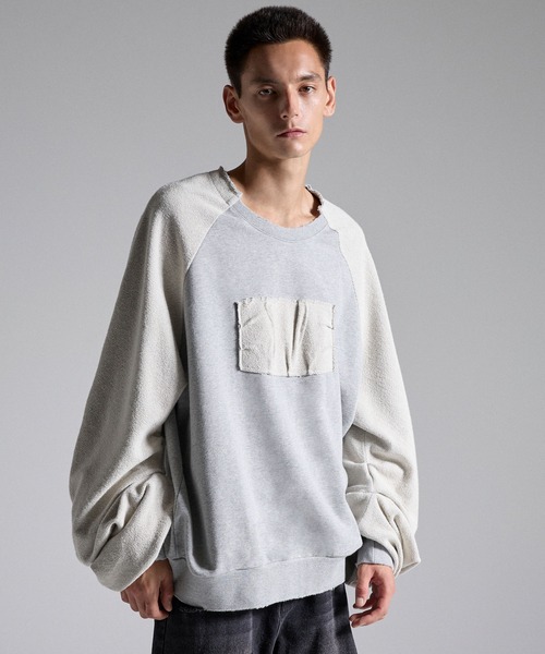 GRANCY(グランシー)の「【GRANCY】Reverse Pile Sleeve Sweat PO / リバースパイルスリーブスウェットプルオーバー(スウェット・メンズ・ブラック/グレー・L/M/S)」の6枚目の写真