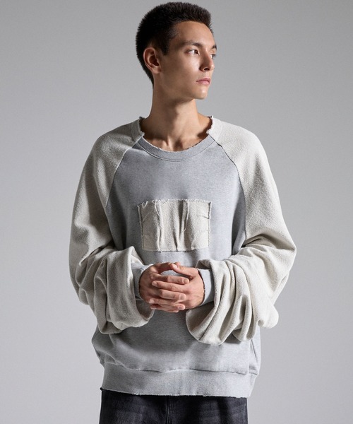 GRANCY(グランシー)の「【GRANCY】Reverse Pile Sleeve Sweat PO / リバースパイルスリーブスウェットプルオーバー(スウェット・メンズ・ブラック/グレー・L/M/S)」の8枚目の写真