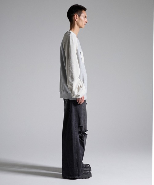 GRANCY(グランシー)の「【GRANCY】Reverse Pile Sleeve Sweat PO / リバースパイルスリーブスウェットプルオーバー(スウェット・メンズ・ブラック/グレー・L/M/S)」の12枚目の写真