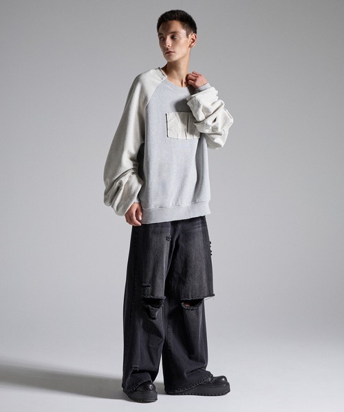 GRANCY(グランシー)の「【GRANCY】Reverse Pile Sleeve Sweat PO / リバースパイルスリーブスウェットプルオーバー(スウェット・メンズ・ブラック/グレー・L/M/S)」の14枚目の写真