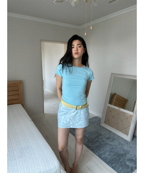 THEPORTA(ザ ポルタ)の「FLORAL JACQUARD MINI SKIRT, BABY BLUE(スカート・レディース・その他・SMALL/MEDIUM)」の1枚目の写真