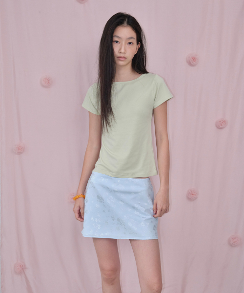 THEPORTA(ザ ポルタ)の「FLORAL JACQUARD MINI SKIRT, BABY BLUE(スカート・レディース・その他・SMALL/MEDIUM)」の3枚目の写真
