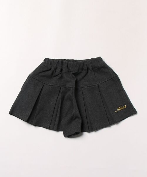 nino（ニノ）の「ボックスプリーツ　キュロットパンツ☆（その他パンツ・キッズ・チャコール/杢グレー・100cm/120cm/110cm）」の2枚目の写真