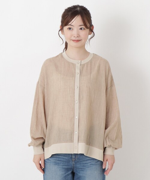 one'sterrace(ワンズテラス)の「リップルシアーリブ切替カーディガン(シャツ/ブラウス・レディース・ベージュ系9/ネイビー系5/グレー系その他7・02)」の14枚目の写真