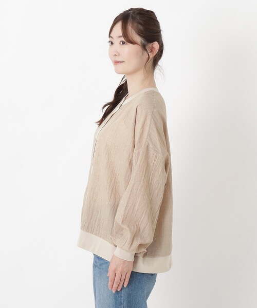 one'sterrace(ワンズテラス)の「リップルシアーリブ切替カーディガン(シャツ/ブラウス・レディース・ベージュ系9/ネイビー系5/グレー系その他7・02)」の15枚目の写真