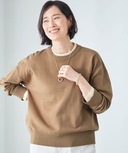 Belle Maison(ベルメゾン)の「配色ニット【乾燥機OK】(ニット/セーター・レディース・キャメル/チャコール/ブルー・S/L/M)」の3枚目の写真
